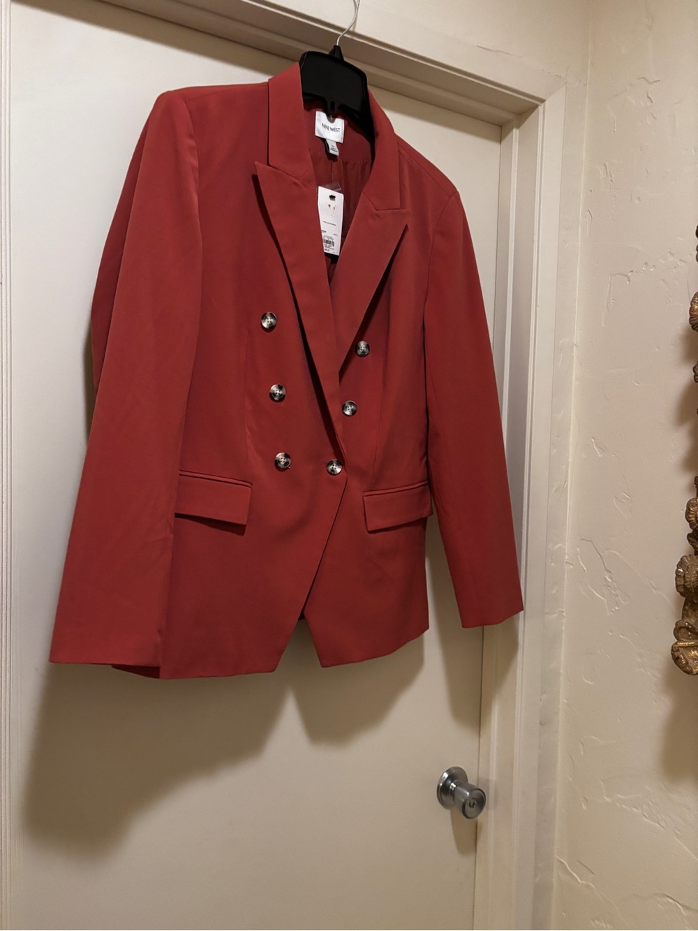 Nine West Double-Breasted Blazer in Rust Red